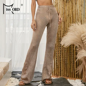 

Missord 2020 High Waist Women Trousers Sexy Solid Color Hollow Out Long Pants Solid Color Skinny Casual Female Pants FT9185-1