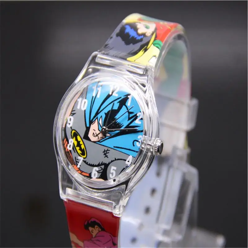 Lovely Marvel Hero Batman Analog Snap On Silicone Sports Quartz Wrist Plastic Watch