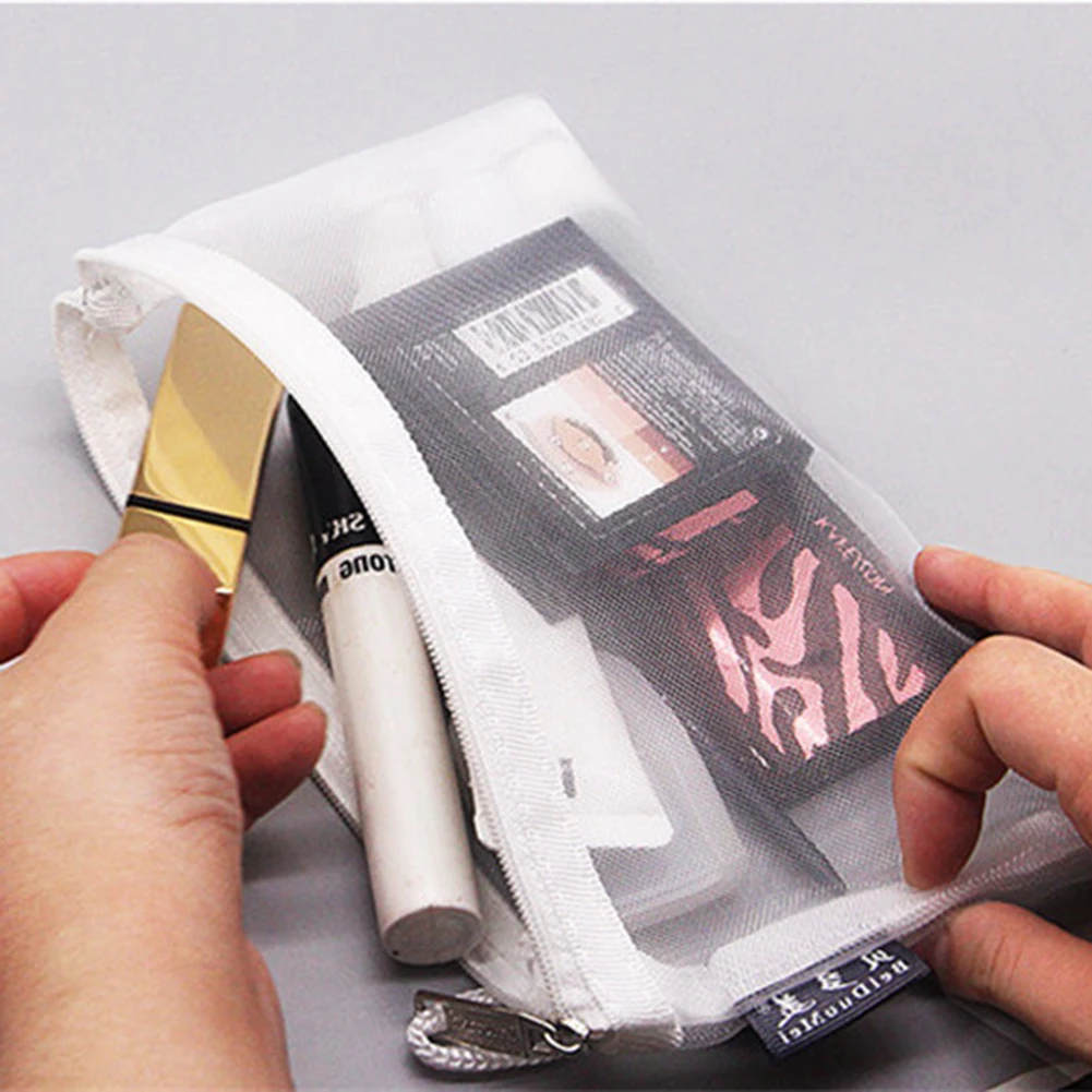 Transparent Grid Zipper Pen Bag Pencil Case Storage Package For Girls Korean Stationery School Supplies School Student 1 Pcs pencil case