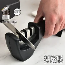 Apontador de faca removível 3 estágios aço inoxidável profissional alta qualidade cozinha afiar ferramentas moedor pedra diamante