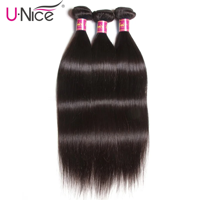 Волосы UNICE Kysiss серии 8а бразильские девственные волосы прямые волосы 3 шт пучок с закрытием 100% человеческие волосы пучок с закрытием