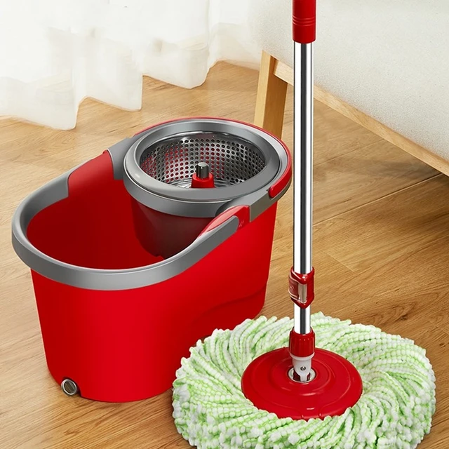 360 DEGREE SPINNING MOP BUCKET HOME CLEANER CLEANING WITH TWO SPIN MOP HEADS