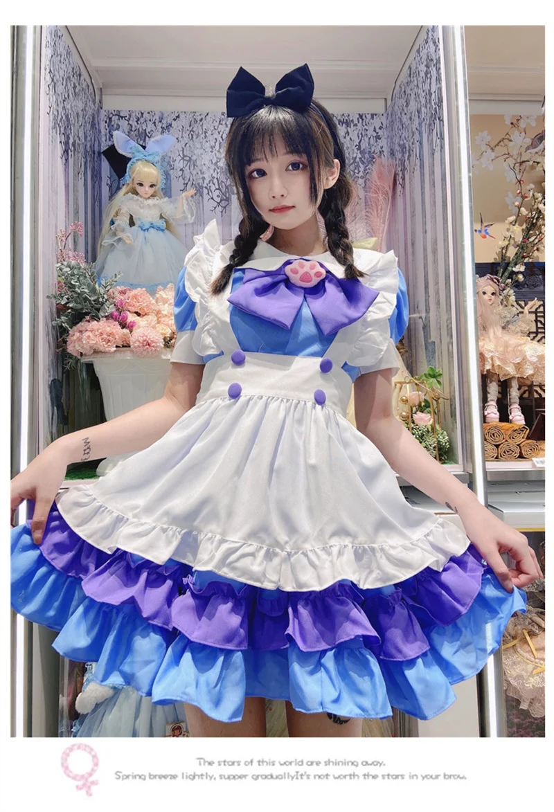 Blu carino Lolita infermiera cameriera vestito Cosplay Costume vestito per  ragazze donna cameriera cameriera festa palcoscenico