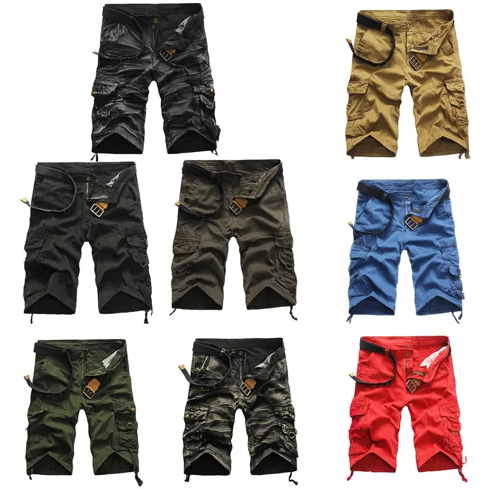 Камуфляжные карго-шорты камуфляжные мужские новые мужские s мужские шорты в повседневном стиле свободные рабочие шорты мужские военные Короткие штаны Большие размеры 29-38