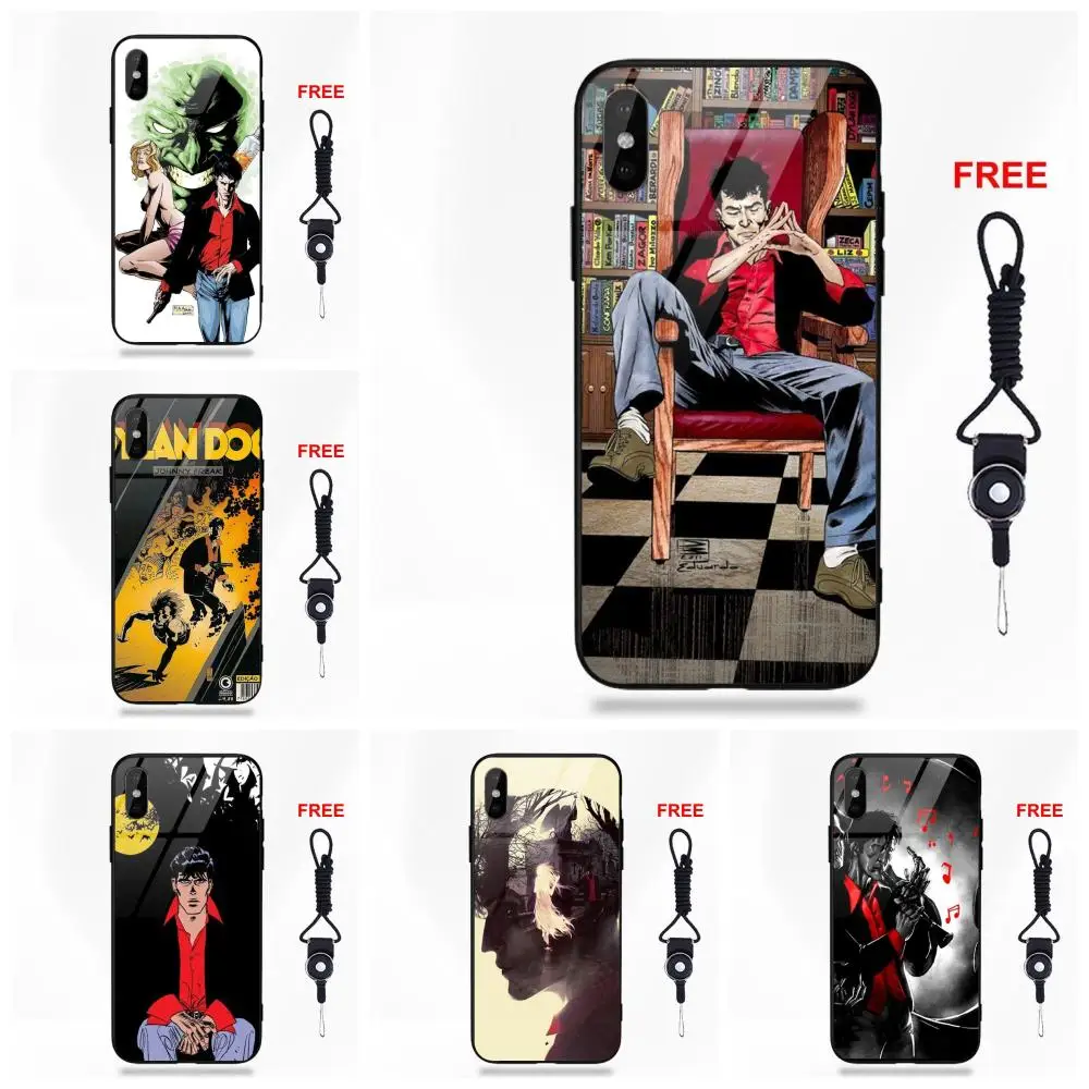 

Soft TPU Frame+Tempered Glass Skin Paintin For Apple iPhone X XS Max XR 5 5C 5S SE 6 6S 7 8 Plus Dylan Dog