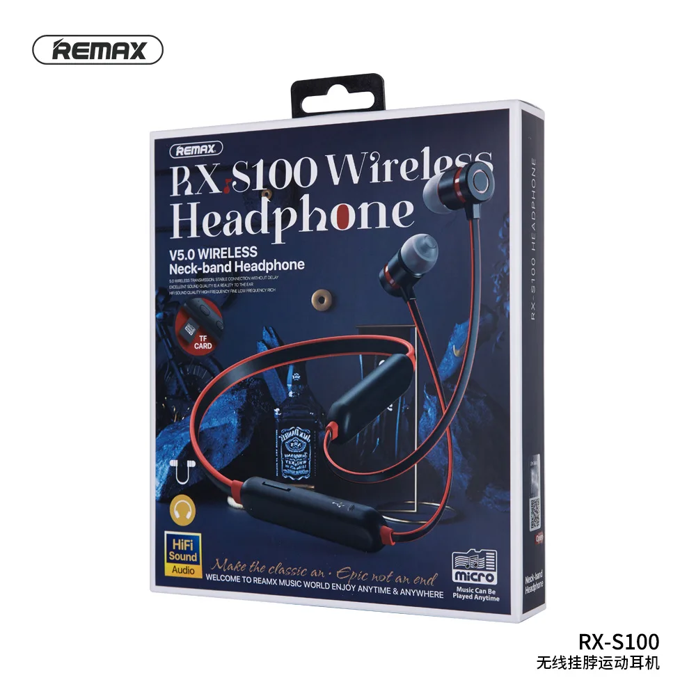 

New product launches Remax RX-S100 neck-worn wireless Bluetooth 5.0 headset with mic HiFi music sports headset supports TF card