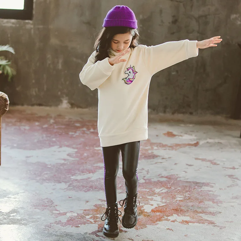 Бархатный свитер для девочек Утепленная зимняя детская Футболка Длинная Верхняя одежда для девочек топы, подростковая одежда, рубашки От 3 до 14 лет
