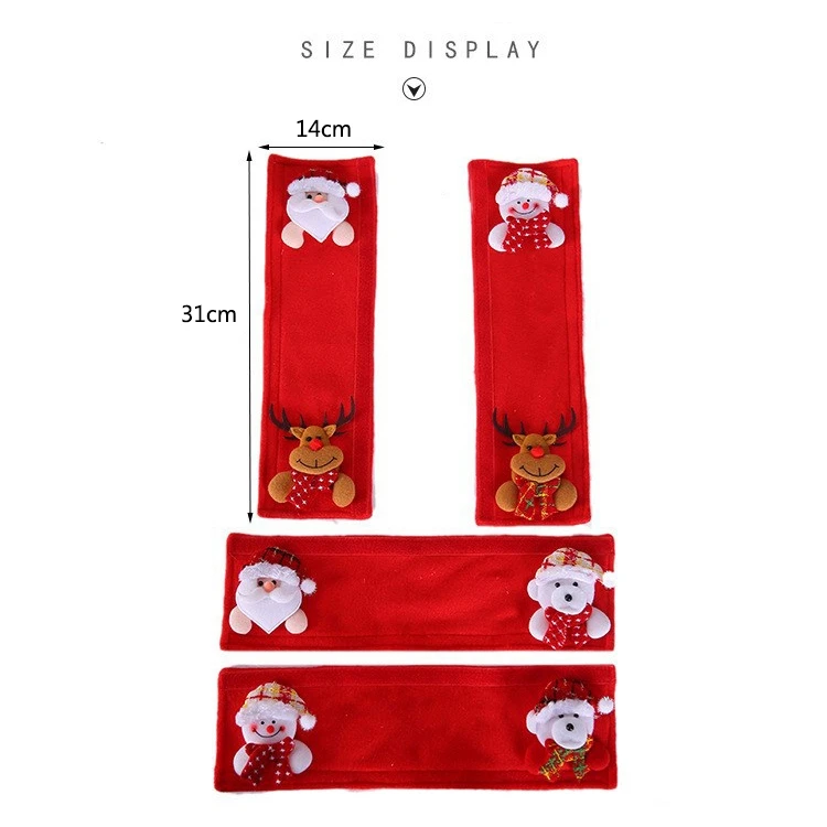 4Pcs Fridge Handle Covers Christmas Microwave Oven Dishwasher Door Handle Cover Christmas Decorations for Home 14x31Cm