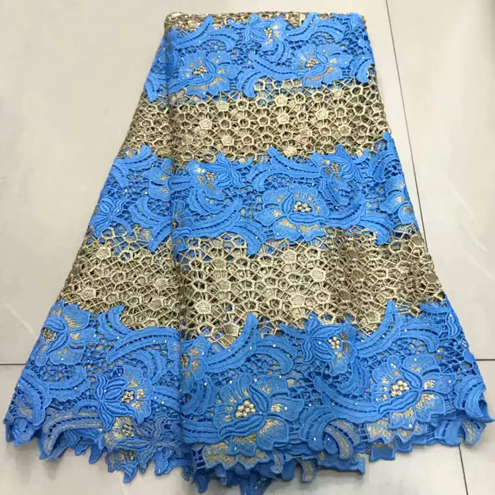 Neueste Afrikanischen Wasser Löslich Schnürsenkel Stoff Blau Gold ...