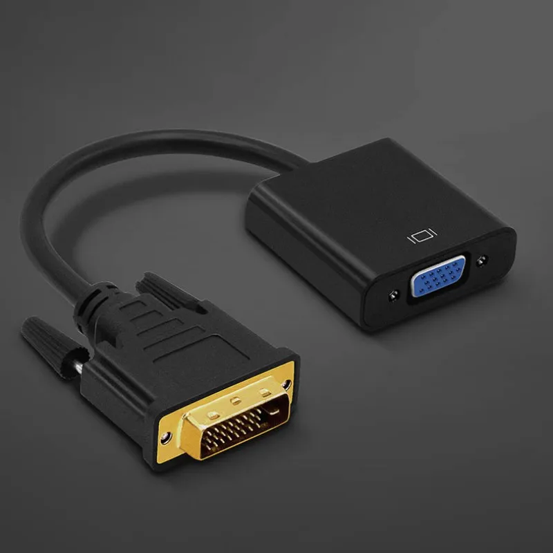 DVI в VGA Женский адаптер Full HD 1080P DVI-D в VGA адаптер 24+ 1 25Pin в 15Pin кабель конвертер для ПК монитор компьютера 1 - Цвет: Черный