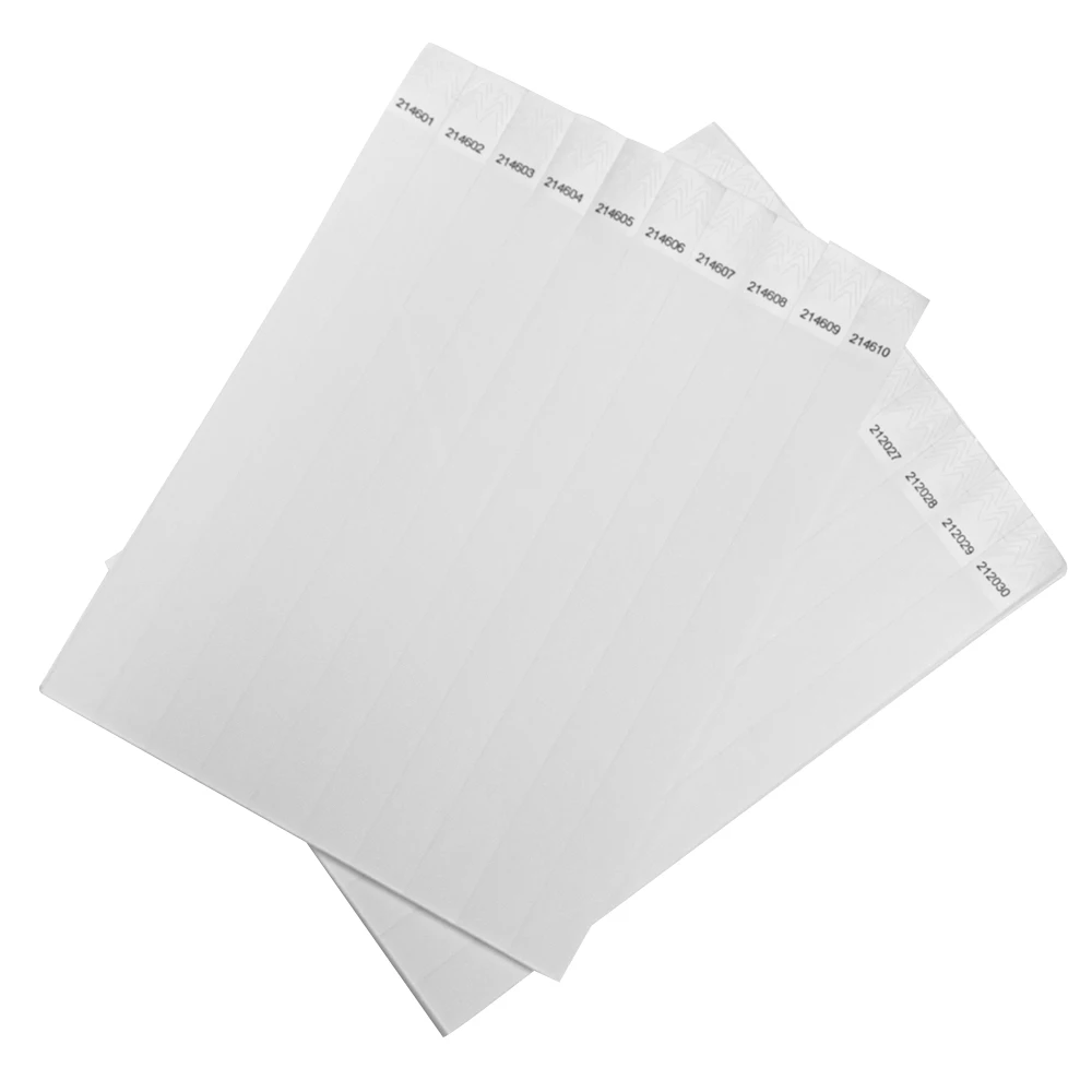 Solid NEW White Color 3/4 inch Tyvek Wristbands with Series Numbers, ID Wristbands for Party Events, 500 Pieces