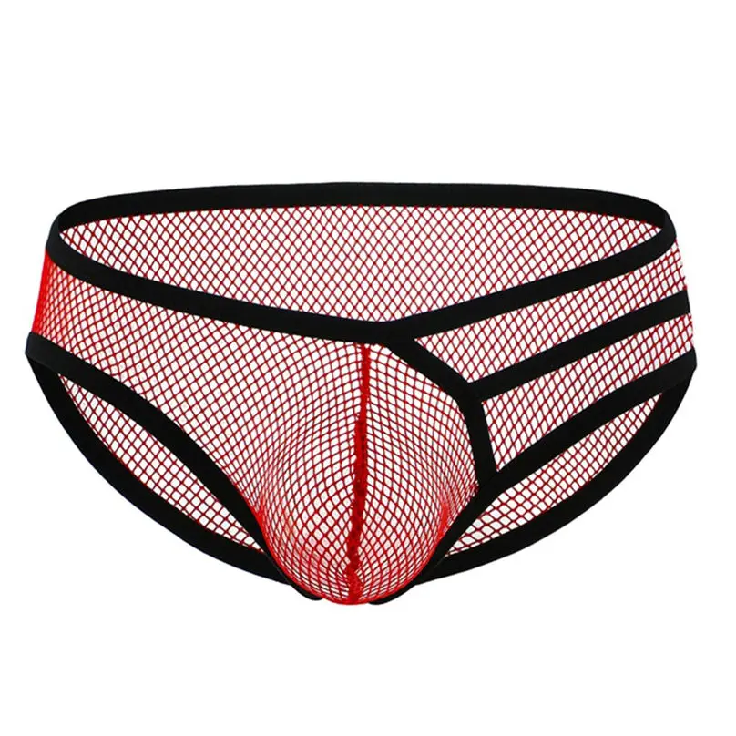 Men's Sexy Solid Color Net Speed Opening Super Thin Breathable Men Underwear 3D03 (11)
