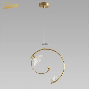

Modern Ceramic Petals Copper LOFT LED Pendant Lights Lighting Living Room Pendant Lamp Bedroom Restaurant Decor Kitchen Fixtures