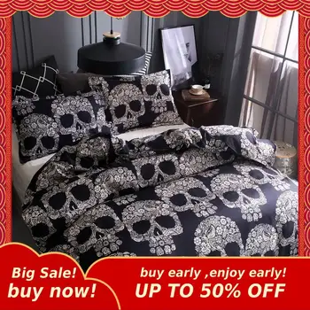 

MIHE 3D Skull Head Print Set no Sheets Soft Comfort 3pcs Bed Home Textile Kit Quilt Cover A-SJT21