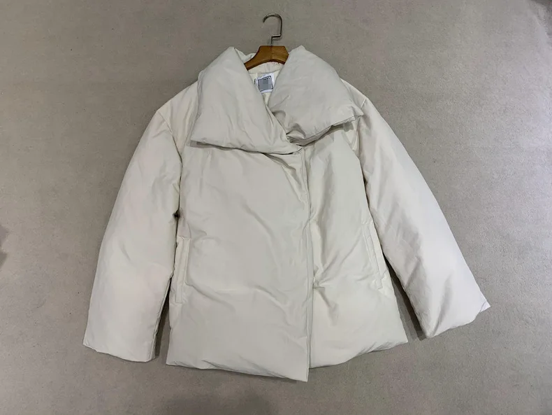 Женская куртка пушистый белый гусиный бархат свободный воротник короткий пуховик
