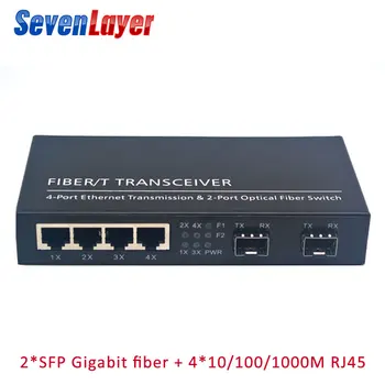 

Fiber Optical Media Converter Gigabit Ethernet switch 10/100/1000M 4 RJ45 UTP and 2*SFP fiber Port