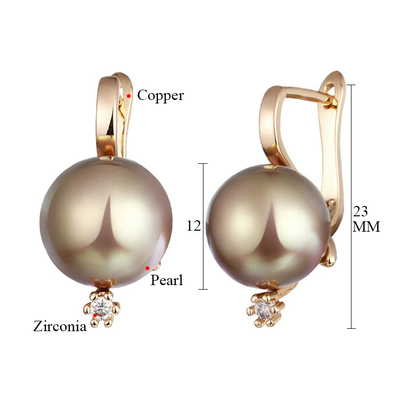 Серьги из натурального жемчуга для женщин, розовое золото, шарик серебряного цвета, висячие серьги с жемчугом, круглые CZ вечерние ювелирные изделия, аксессуары для девочек