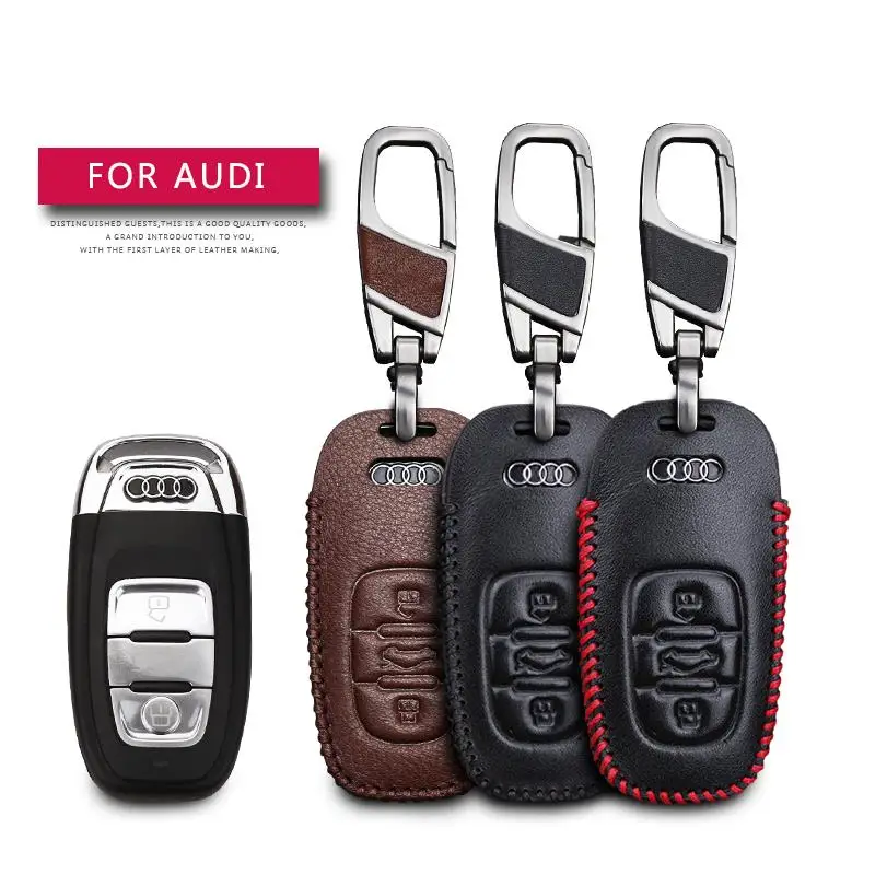 

KUKAKEY Remote Smart Car Key Case For Audi B6 B7 B8 A4 A5 A6 A7 A8 Q5 Q7 R8 TT S5 S6 S7 S8 SQ5 Leather Keychain Key Holder Cover