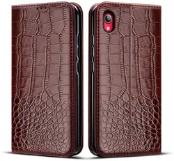 Custodia per telefono in pelle flip di lusso con protezione bumper