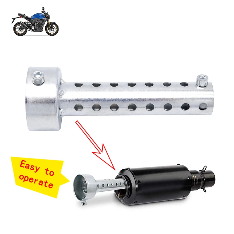 Universal Motorcycle Silver Exhaust Silencer DB Killer Muffler Baffle Insert Silver Noise Sound Eliminator 140X35/42/45/48/60MM