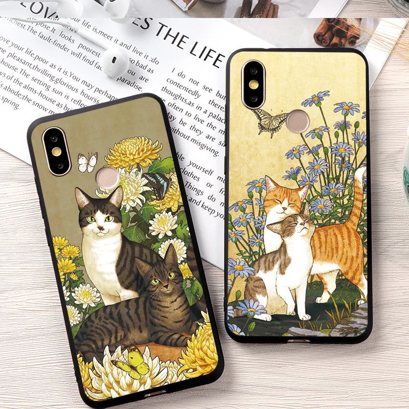 С симпатичными кошками чехол для Xiaomi Redmi Note 8 iPhone 7 6 Plus 5 iPad Pro 5A 4X S2 7A 6A K20 mi A1 A2 5X6X8 Lite 9
