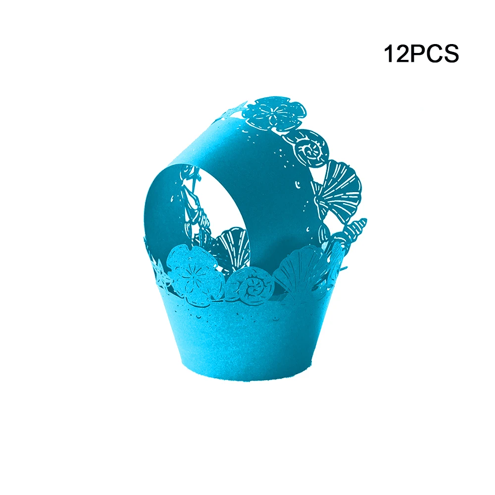 Новое поступление 12 шт. выдолбленные лазерная резка бумага оформление оберток кексов упаковка для кексов для выпечки лайнер бумажные чашки для кексов - Цвет: 04
