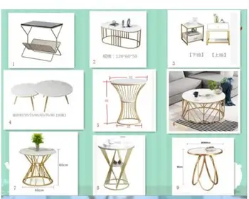 

Nordic ins style simple sofa side cabinet light luxury marble edge several iron tea table simple net red bedside table