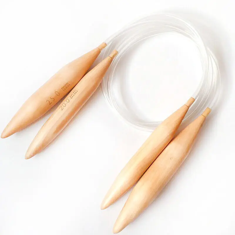 

3pcs 15/20/25mm Circular Wood Knitting Needles Plastic Tube Sweater Crochet Hook C63B