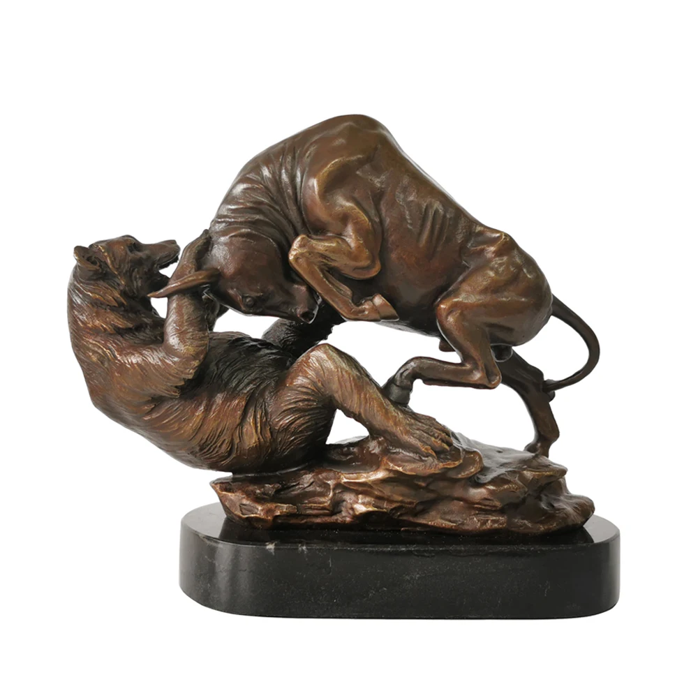 Wall Street Charging Bull And Bear Vs Fighting Statue Sculpture Bronze