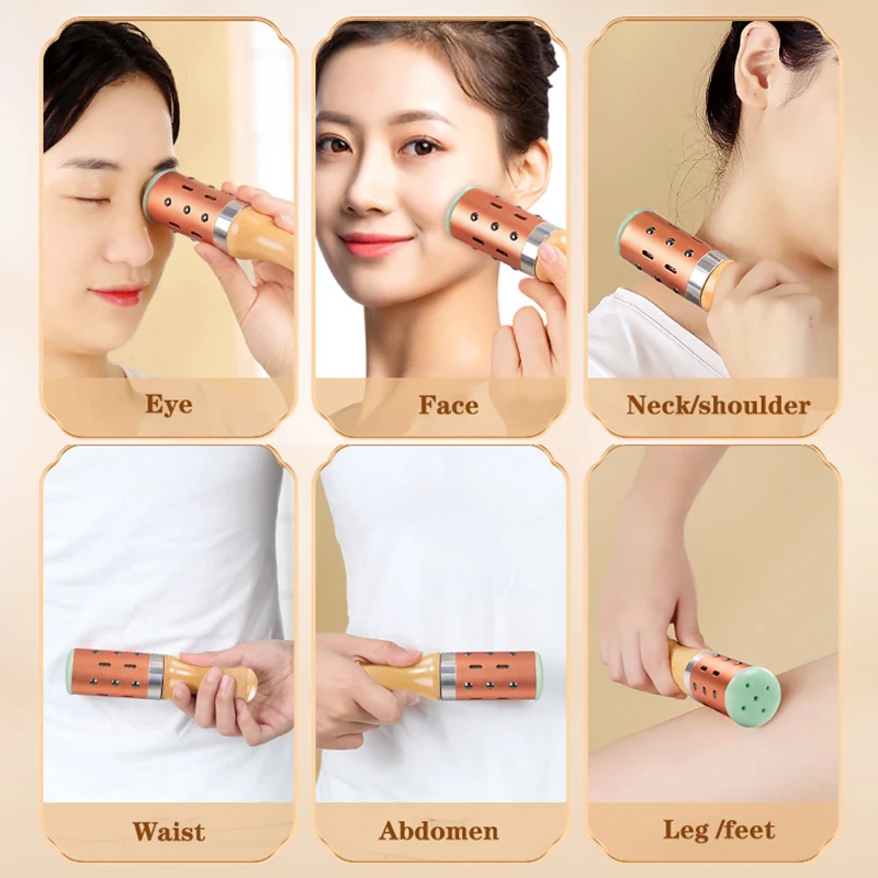 Jade Facial Beauty Massage Device Warm Moxibustion Rods Rotatable Lodestone Massager Moxa Stick Body Meridian Acupuncture Point facial massager massage tool