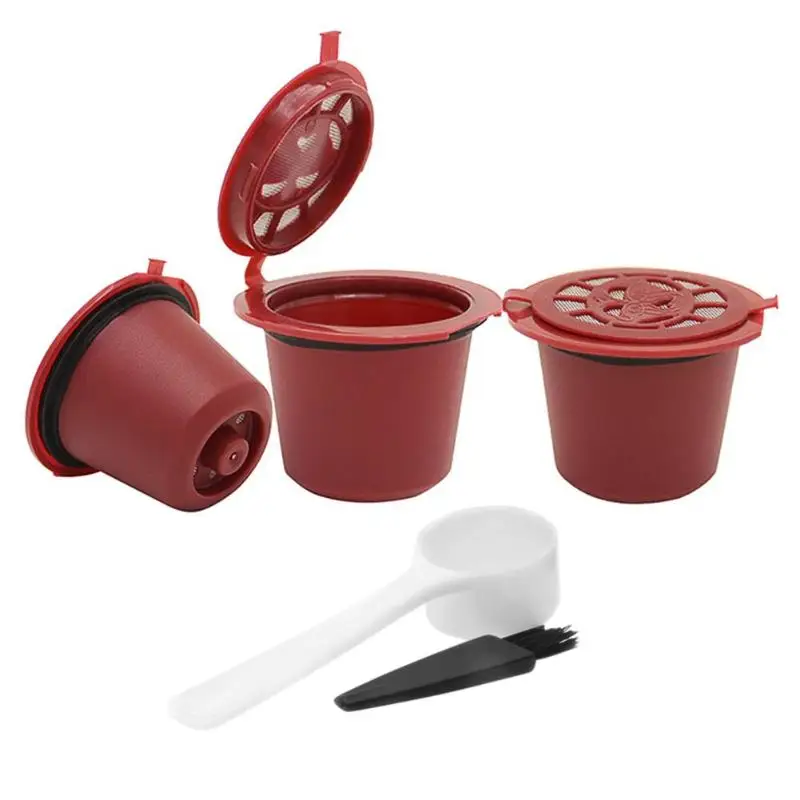 

1/3pcs New Refillable Reusable For Nespresso Coffee Capsule With 1PC Plastic Spoon Filter Pod For Original Line Siccsaee Filters