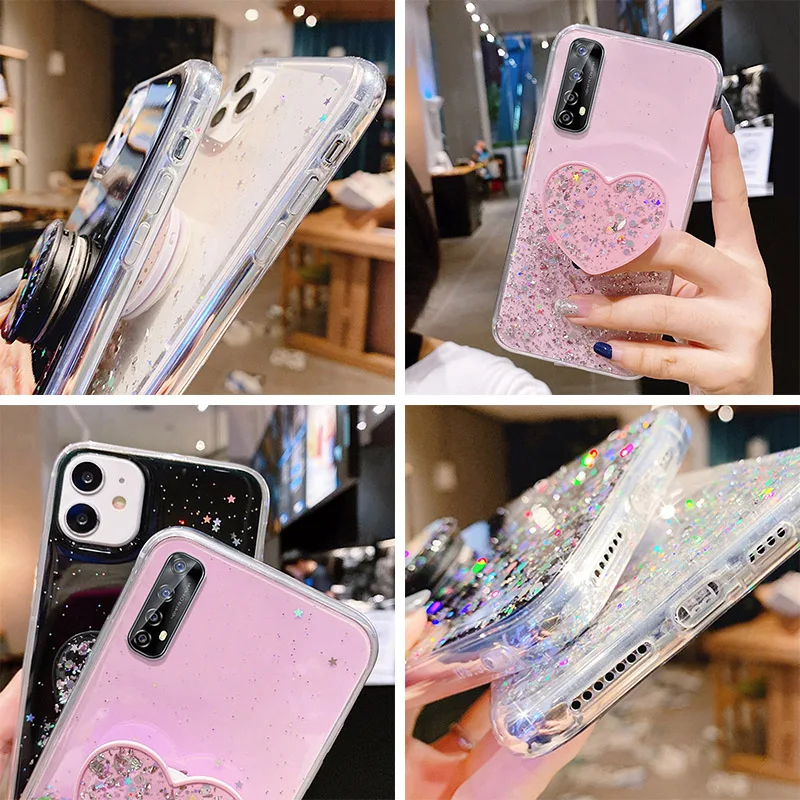Realme 7 Pro Case Luxury Bling Glitter Case Cover For OPPO Reno 4 3 Pro Case Realme7 X7 5 3 Pro 6 C17 C15 C12 C11 7i Back Covers