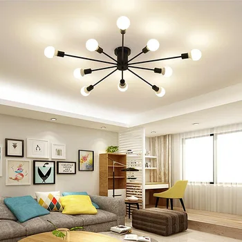 

Retro Iron Pendant Lights Black/White 6/8/10 Sockets Lighting Vintage Spider Pendant Lamp Modern Ceiling Lamp Light Fixture