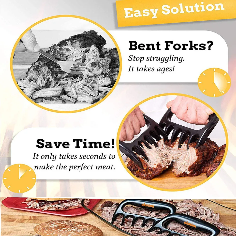 BBQ Meat Shredder Claws Handle Shred Cut Meats Splitter Essential for BBQ Pork Ultra Sharp Blades Separator Heat Resistant