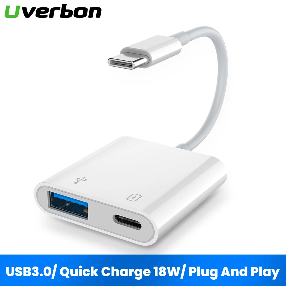 Адаптер 2 в 1 Type-C OTG USB 3.0 конвертер DP QC 8 Вт Кабель для быстрой зарядки быстрое