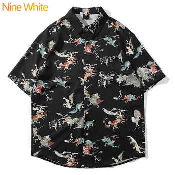

2020 hip-hop shirt street style men's Hawaiian shirt ghost pattern original summer beach shirt short sleeve new