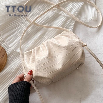 

2020 New Brand Desinger Women Crocodile Pattern High Quality Genuine Leather Cloud Shape Woman Handbag Luxury Fashion Clutch