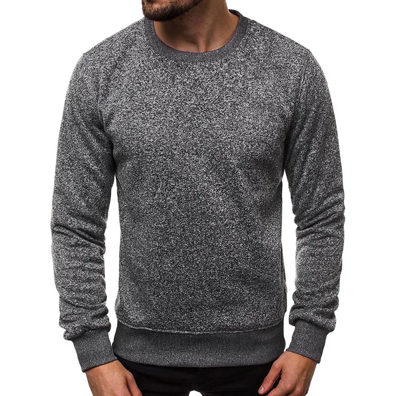 Men Spring Autumn Pullover Sportswear Round Neck Long Sleeve Loose Slim Sweatshirt Solid Color Patchwork Long Sleeve Crewneck