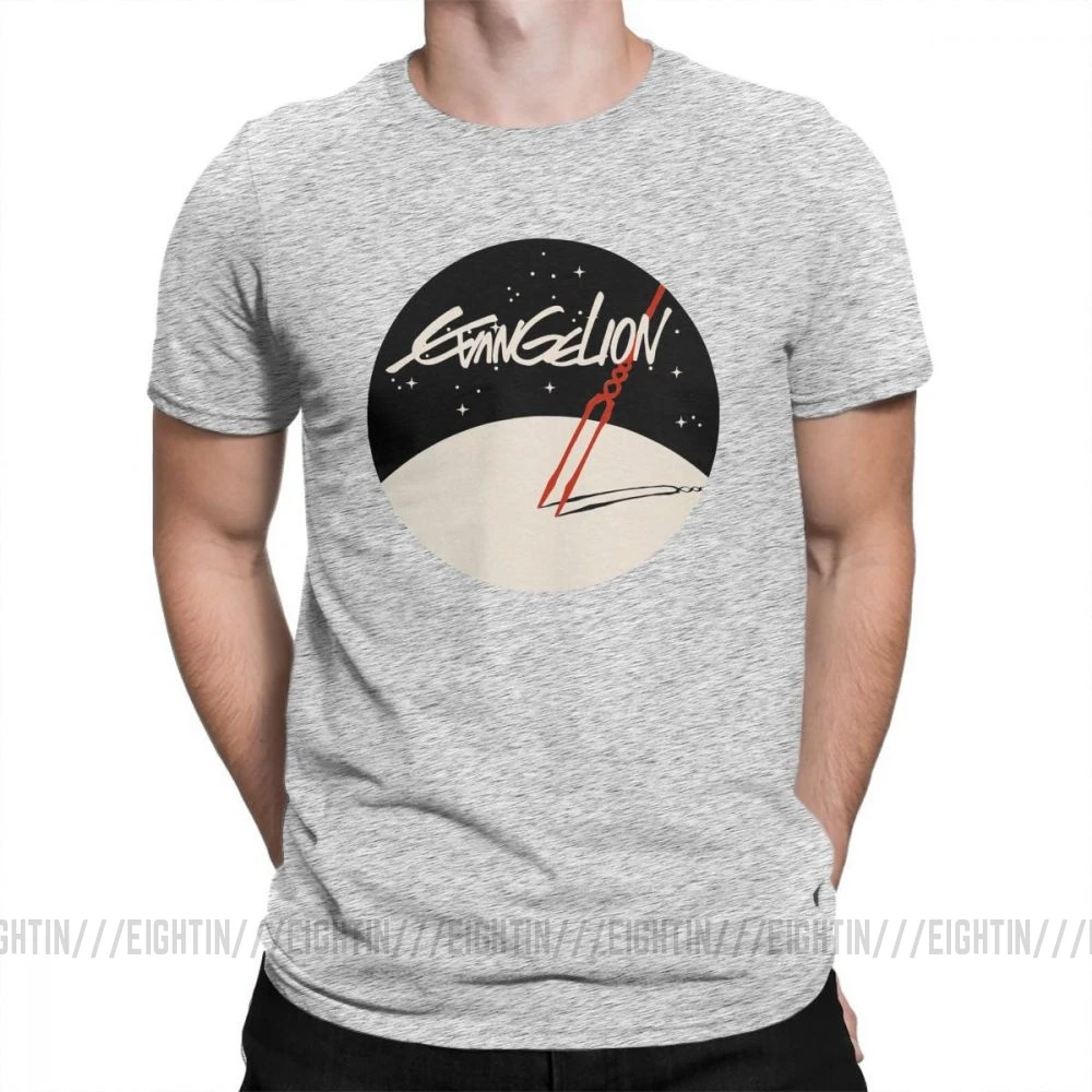 Мужские футболки Evangelion Lance Of Longinus, футболка с потрясающим круглым вырезом, одежда с короткими рукавами, летняя футболка из чистого хлопка - Цвет: Серый