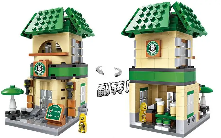 LOZ Mini Blocks City View Scene Coffee Shop Retail Store Architectures Models& Building Quiz Christmas Toy for Children