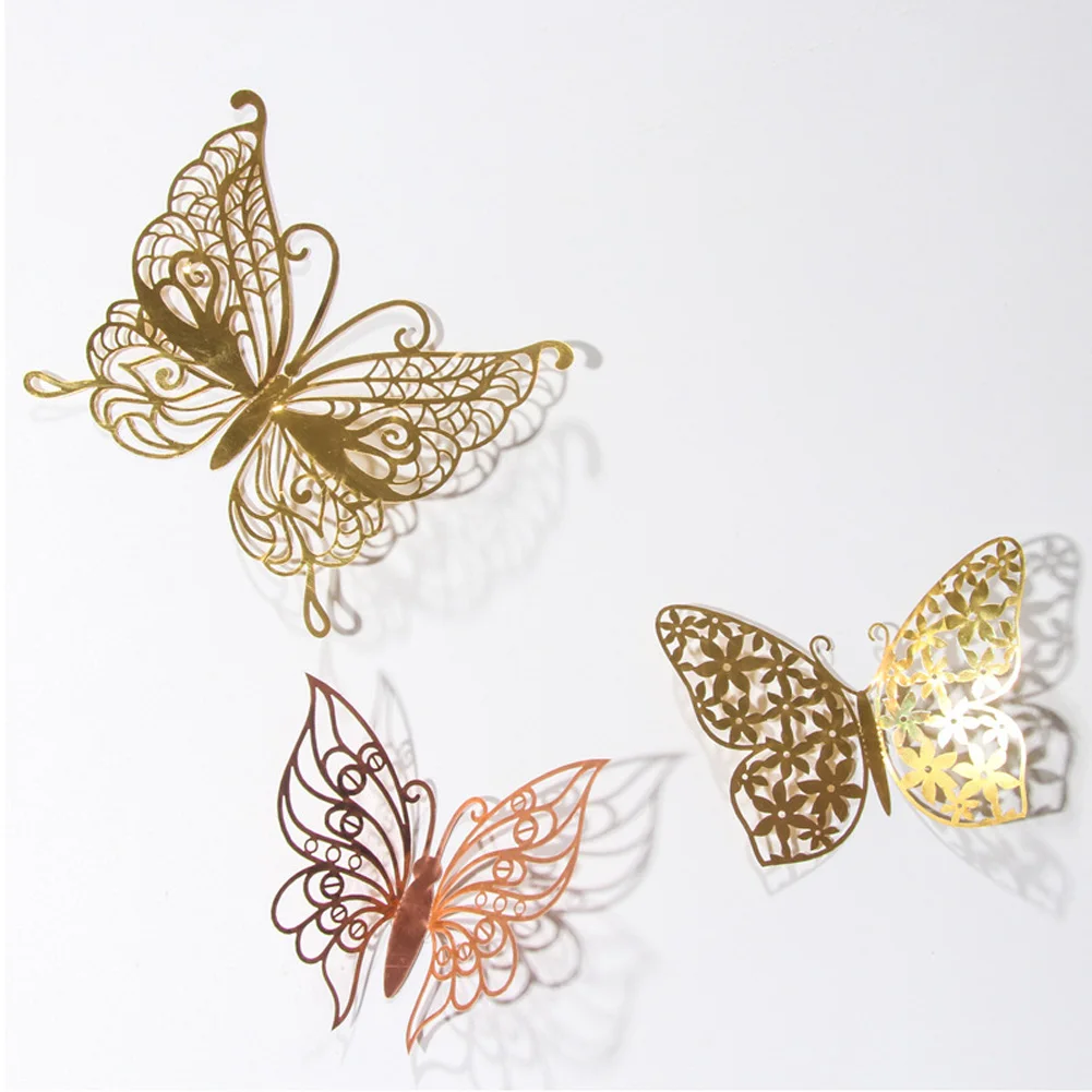 

12Pcs/Set 3D Hollow Butterfly Wall Stickers For Wedding Decoration Living Room Home Decor Butterflies Self Adhesive Art Decals