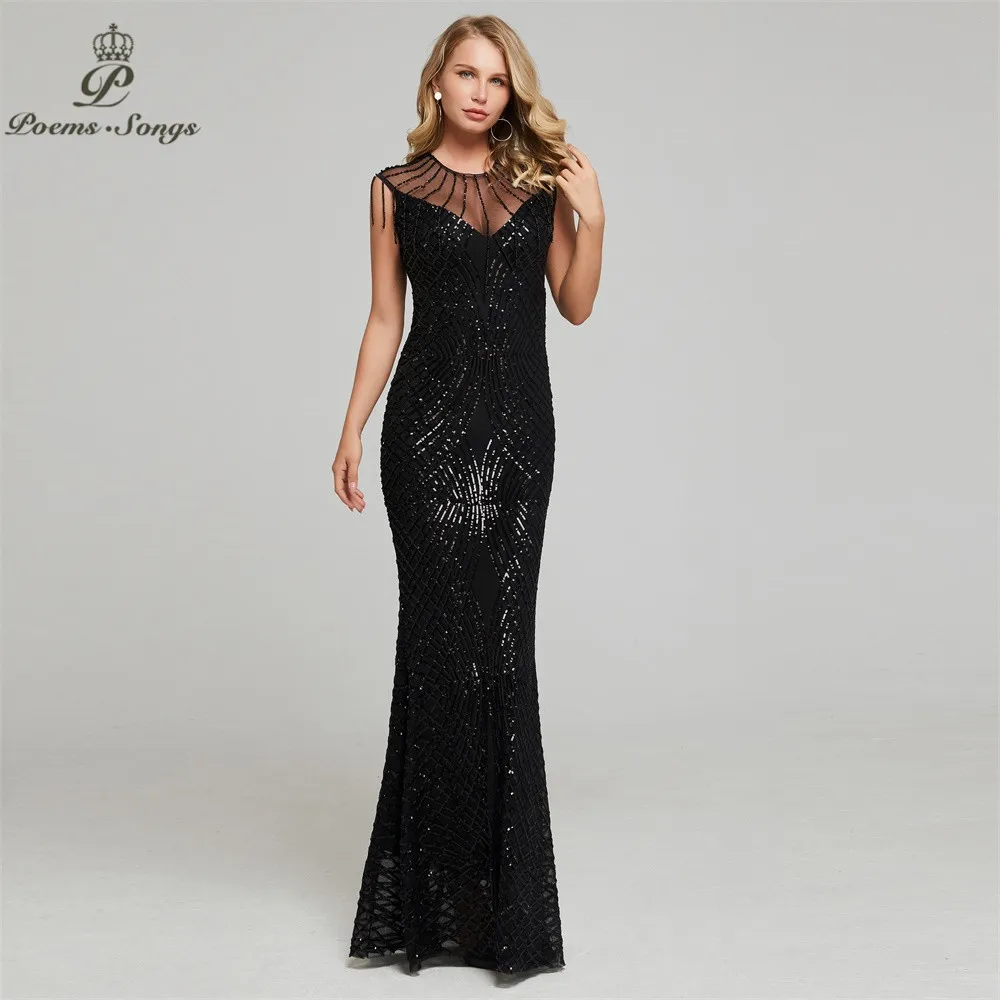 

Sexy Sequins Evening Dress for women Beading Maxi Dress vestido de festa robe longue mermaid robe de soiree Party prom dress