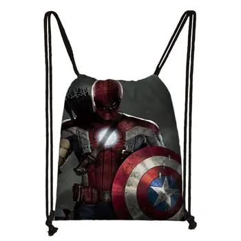 

Superhero Iron Man Thor 3D Cartoon Drawstring Bag Backpack Daily Casual Boys Girls knapsack Drawstring Bags