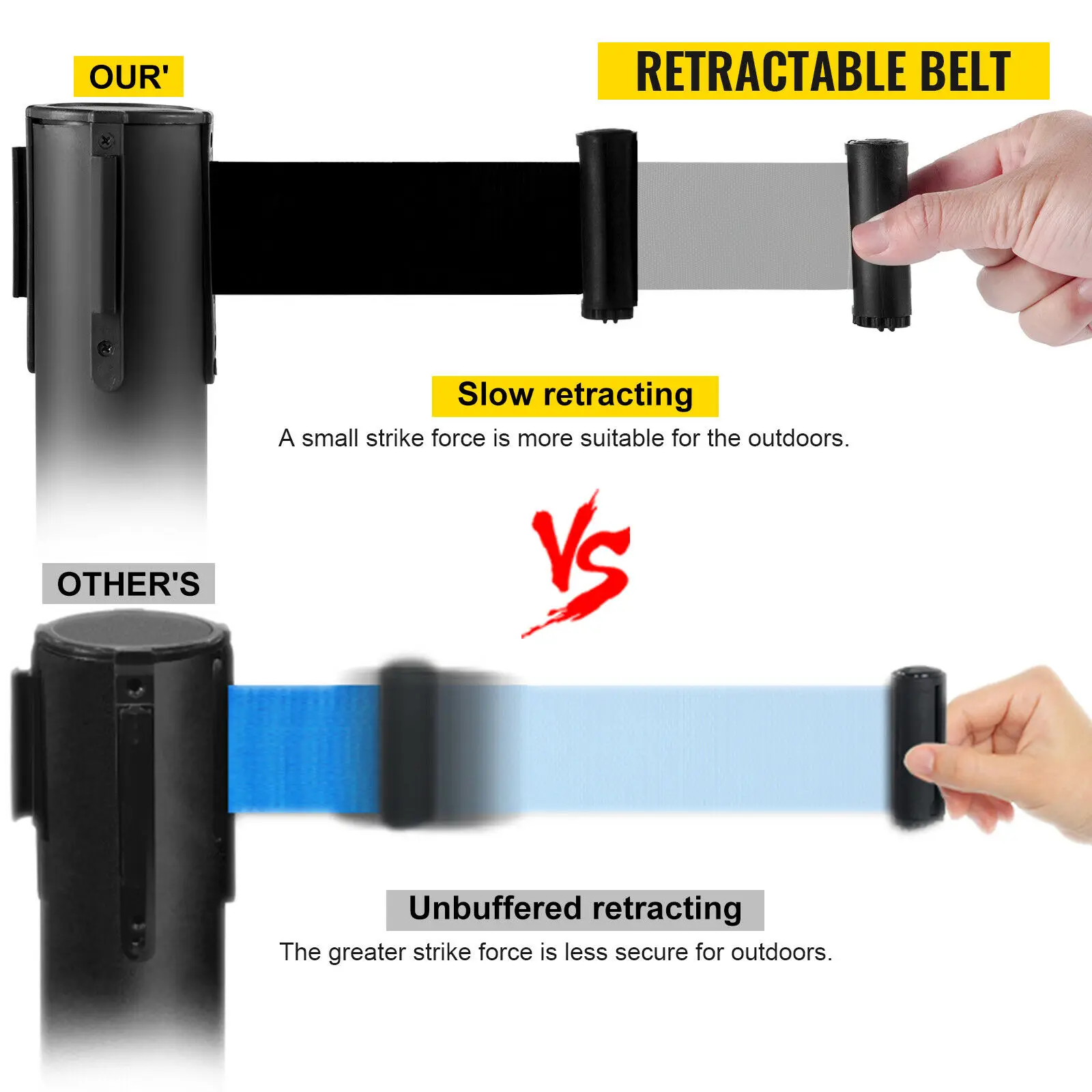Stainless Steel Crowd Control Barrier with Retractable Belt