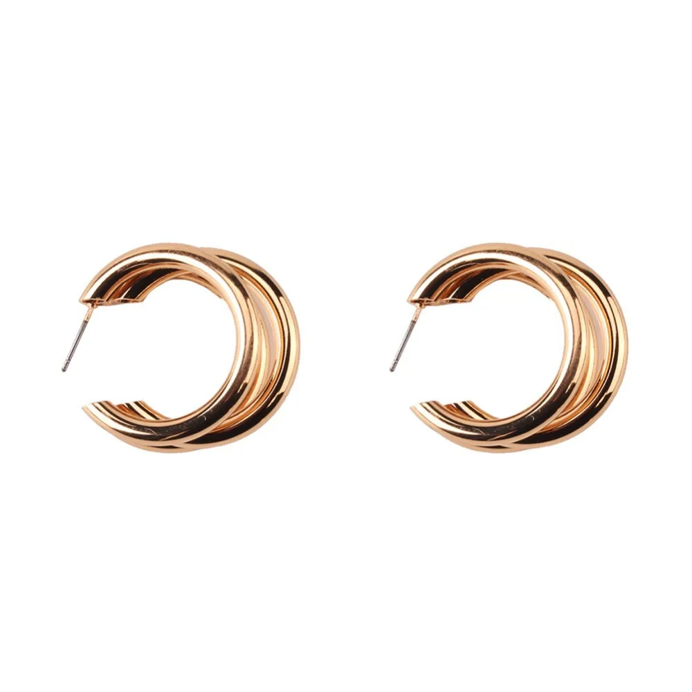 Cold wind in Europe and the United States C- shaped multi-layer small ear studs are versatile geometric metal earrings