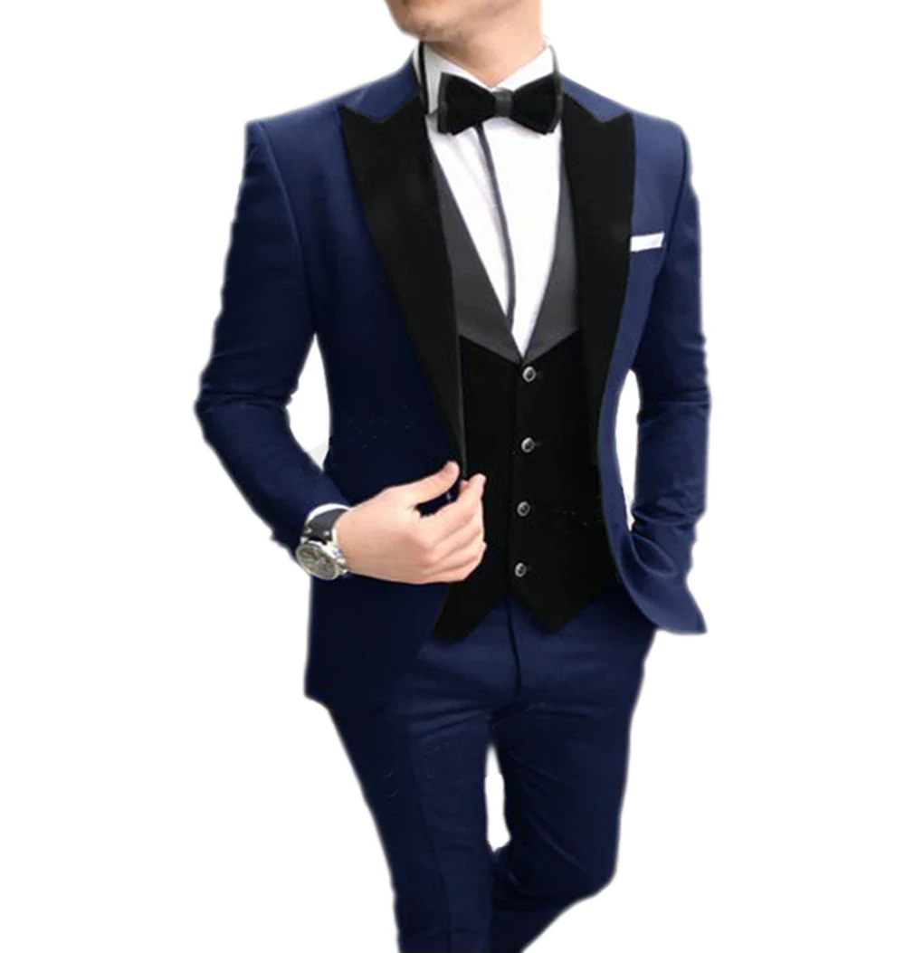 

Mens suits Wave point Three Pieces Men Dress Suits Casual Commuter office business suits For Wedding(Blazer+Vest+Pants+Tie)
