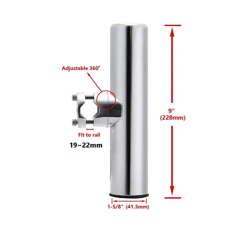 Полированная из нержавеющей стали морские Рыбалка на яхте аксессуар удочка для рыболовной лодки держатель с регулируемой для 22~ 26 мм трубки