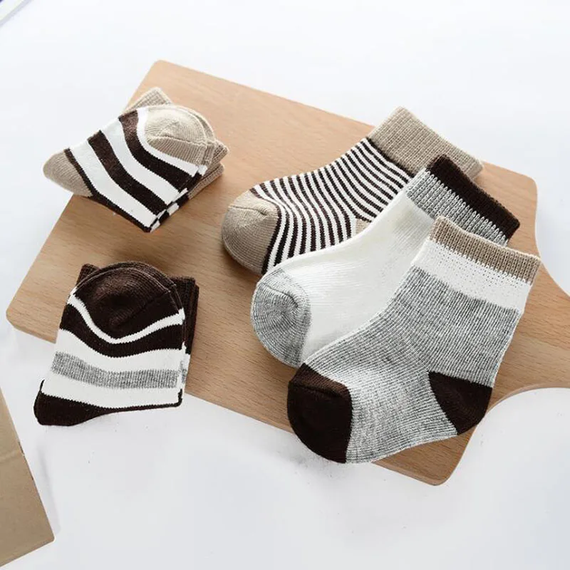 5 пара/лот, новые носки для новорожденных 0-1 лет теплые хлопковые детские носки для мальчиков и девочек