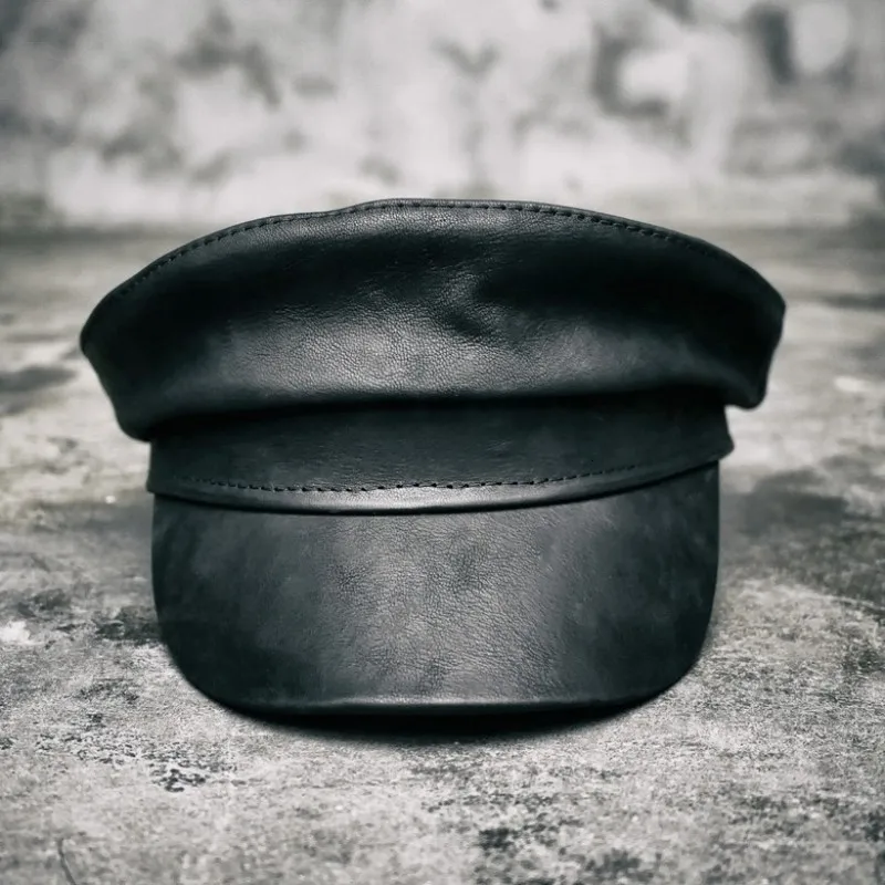Благородная шапка из овечьей кожи, настоящая шапка, военная шапка, модная зимняя мужская Кожаная шапка с регги, большая шапка