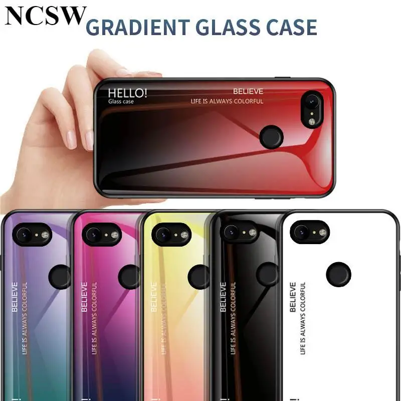 

Cases For Google Pixel 2 3 3A XL Case Luxury Gradient Tempered Glass Phone Cases for Google Pixel 2XL 3XL Hard Cover Soft edge